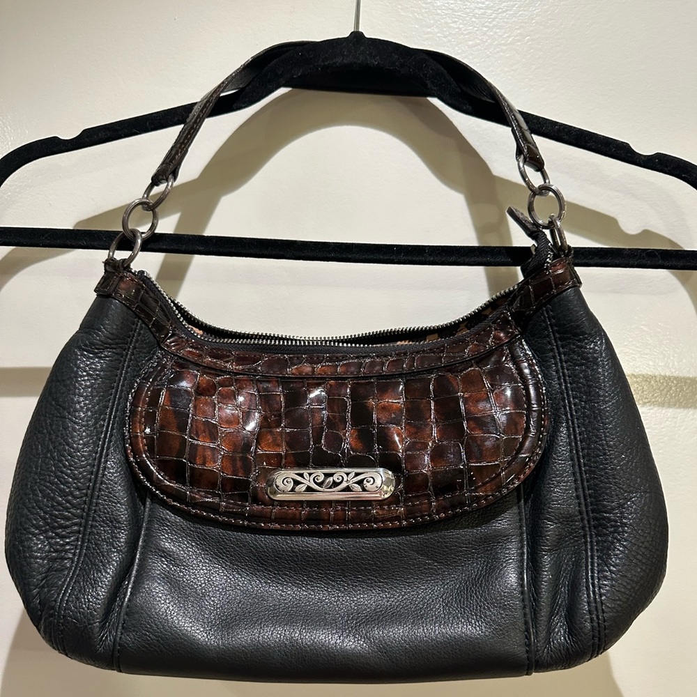 Brighton Luxury Black Shoulder Bag with Leopard Print Interior 
#luxuryhandbag